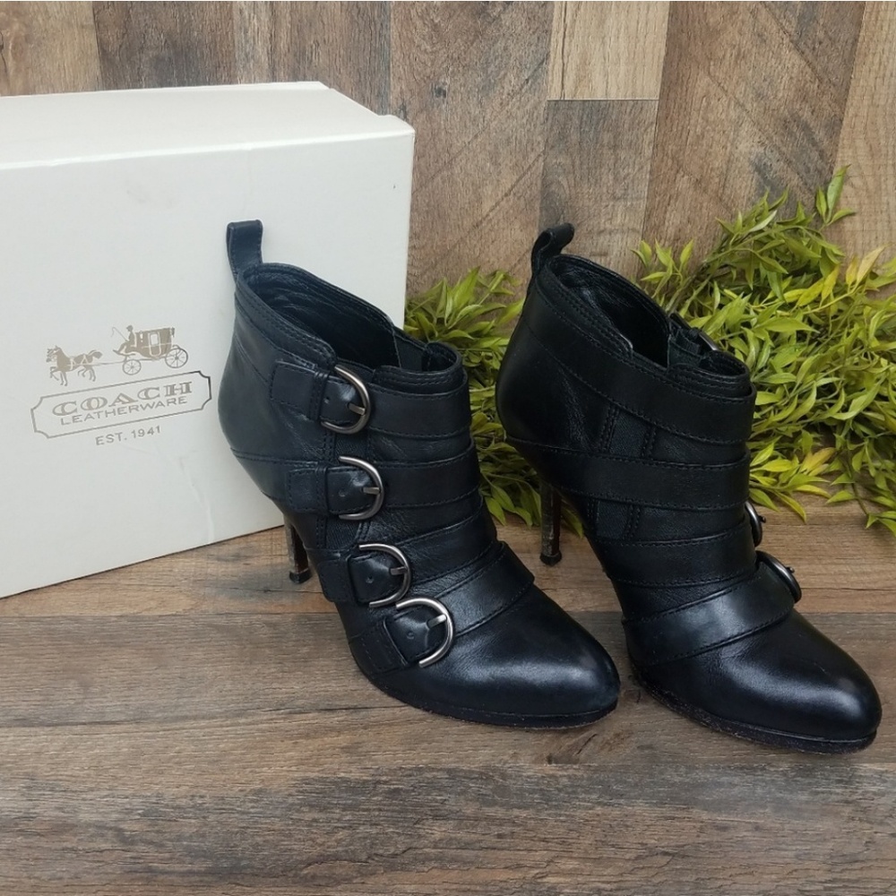 Coach • "Tessie" Buckle Strap Ankle Booties
